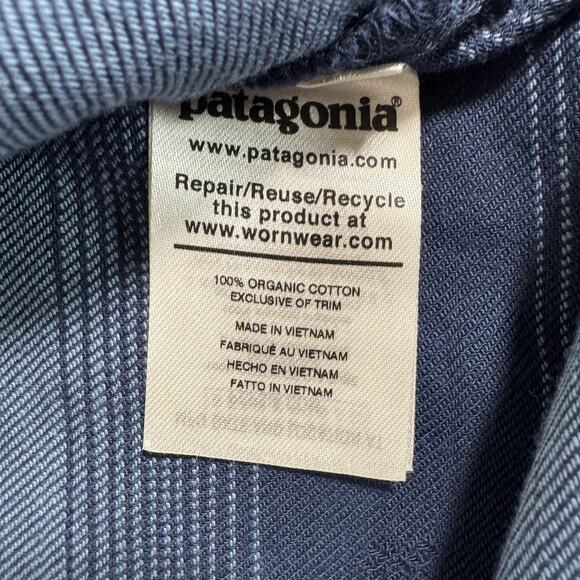 Patagonia Hoodie Mens Large Blue Lightweight Fjord Flannel Hoody Striped Organic - Picture 7 of 16
